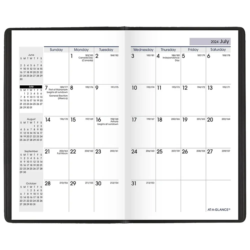 Academic Planners|AT-A-GLANCE 2024-2025 DayMinder 3.5" x 6" Academic Monthly Planner, Faux Leather Cover, Black (AY53-00-25)