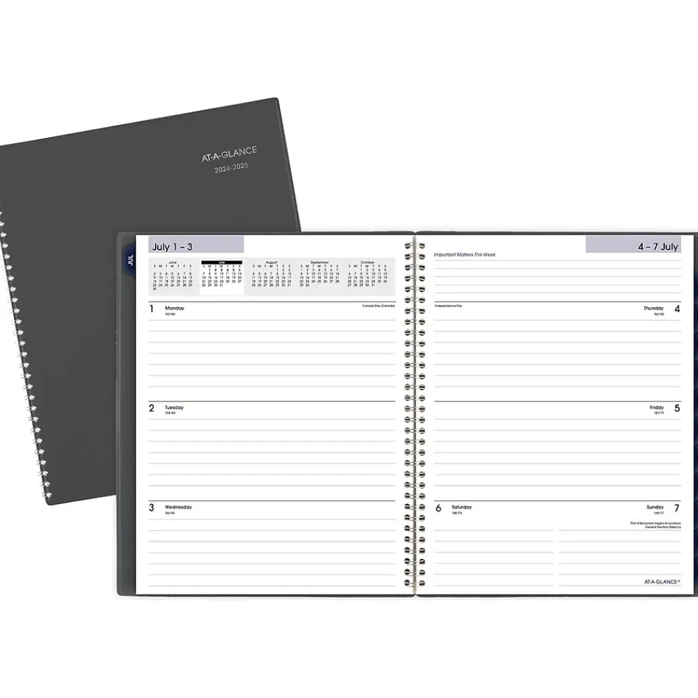 Academic Planners|AT-A-GLANCE 2024-2025 DayMinder 8.5" x 11" Academic Weekly & Monthly Planner, Poly Cover, Charcoal (AYC545-45-25)