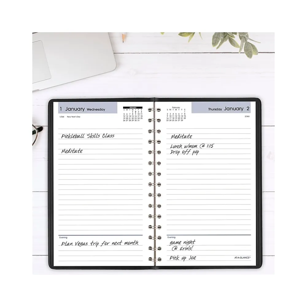 2025 Planners|AT-A-GLANCE 2025 DayMinder 5" x 8" Daily Planner, Faux Leather Cover, Black (SK46-00-25)