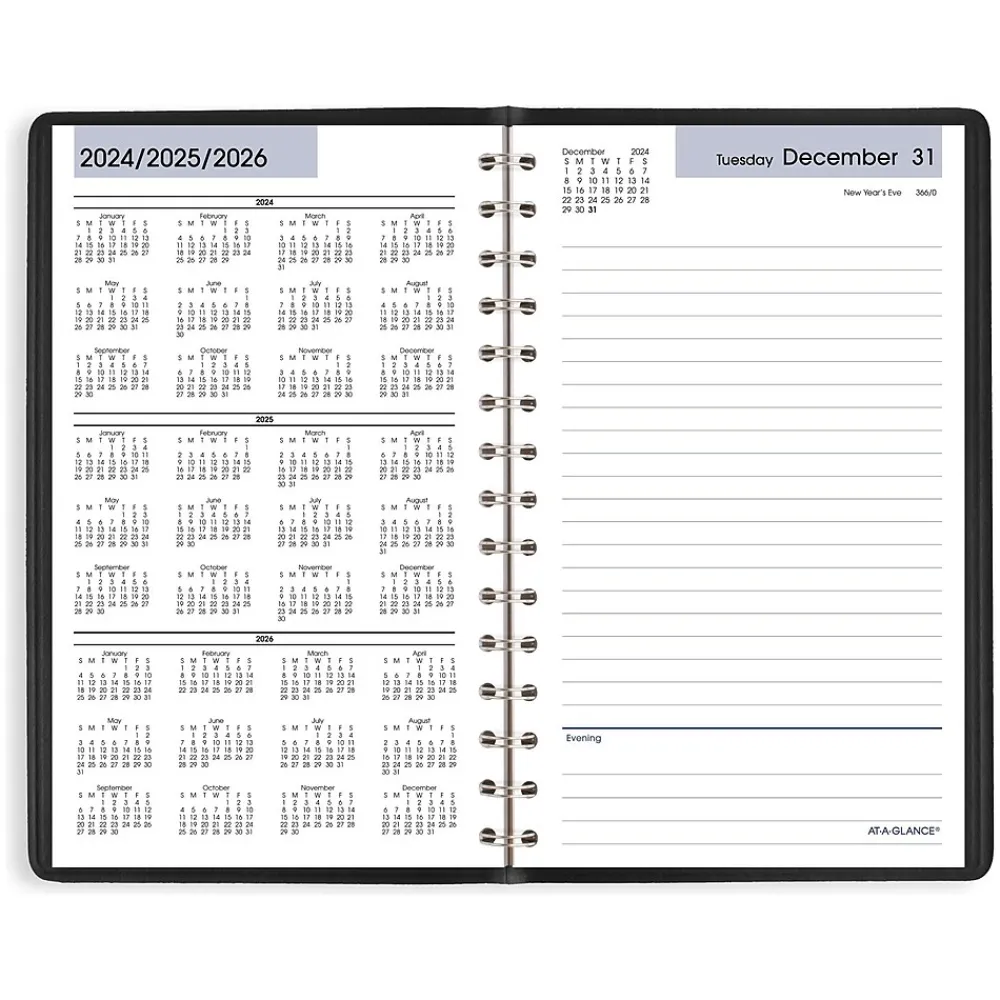 2025 Planners|AT-A-GLANCE 2025 DayMinder 5" x 8" Daily Planner, Faux Leather Cover, Black (SK46-00-25)