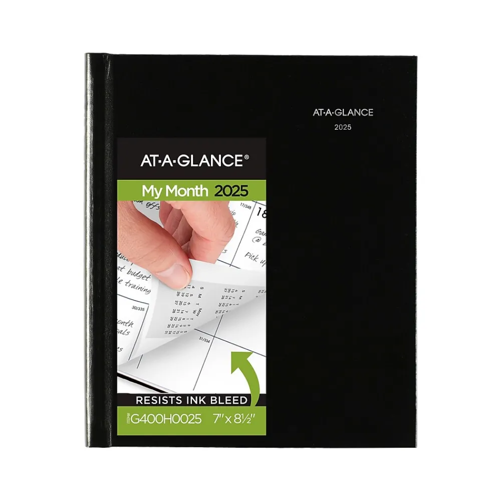 2025 Planners|AT-A-GLANCE 2025 DayMinder 7" x 8.5" Monthly Planner, Faux Leather Cover, Black (G400H-00-25)