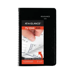 2025 Planners|AT-A-GLANCE 2025 DayMinder 5" x 8" Weekly Appointment Book, Faux Leather Cover, Black (G200-00-25)