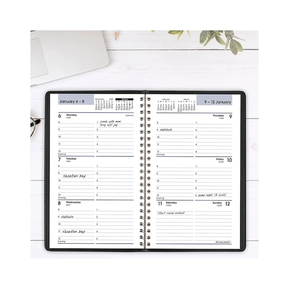2025 Planners|AT-A-GLANCE 2025 DayMinder 5" x 8" Weekly Appointment Book, Faux Leather Cover, Black (G200-00-25)