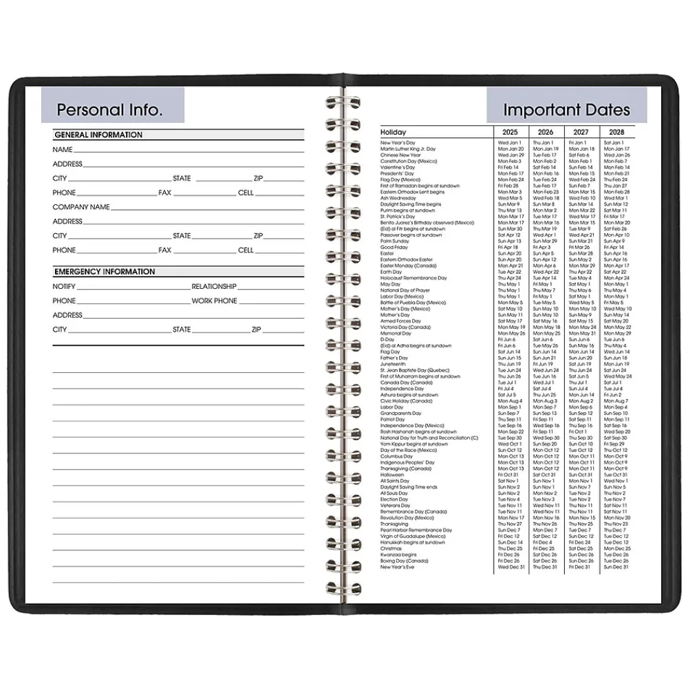2025 Planners|AT-A-GLANCE 2025 DayMinder 5" x 8" Weekly Appointment Book, Faux Leather Cover, Black (G200-00-25)