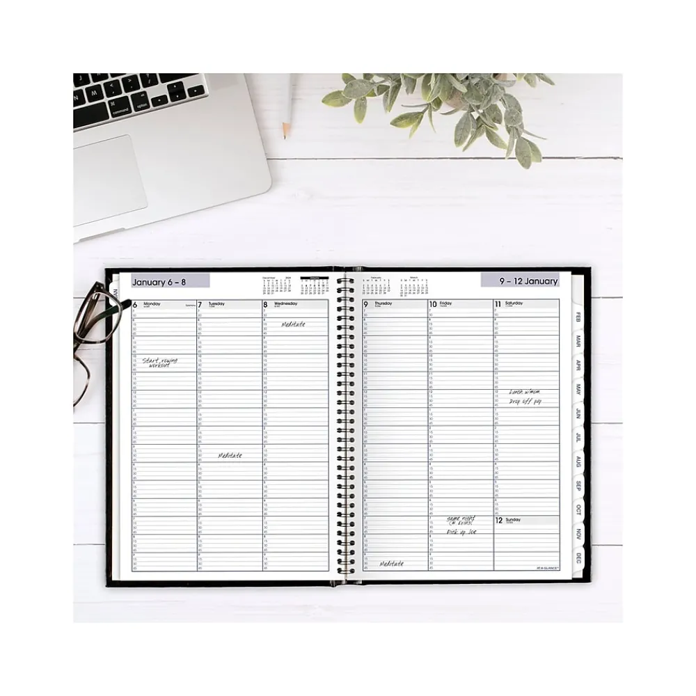 2025 Planners|AT-A-GLANCE 2025 DayMinder 8" x 11" Weekly Appointment Book Planner, Faux Leather Cover, Black (G520H-00-25)