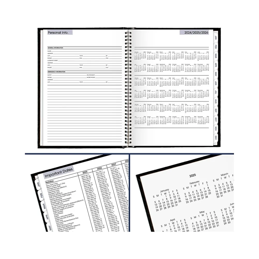 2025 Planners|AT-A-GLANCE 2025 DayMinder 8" x 11" Weekly Appointment Book Planner, Faux Leather Cover, Black (G520H-00-25)