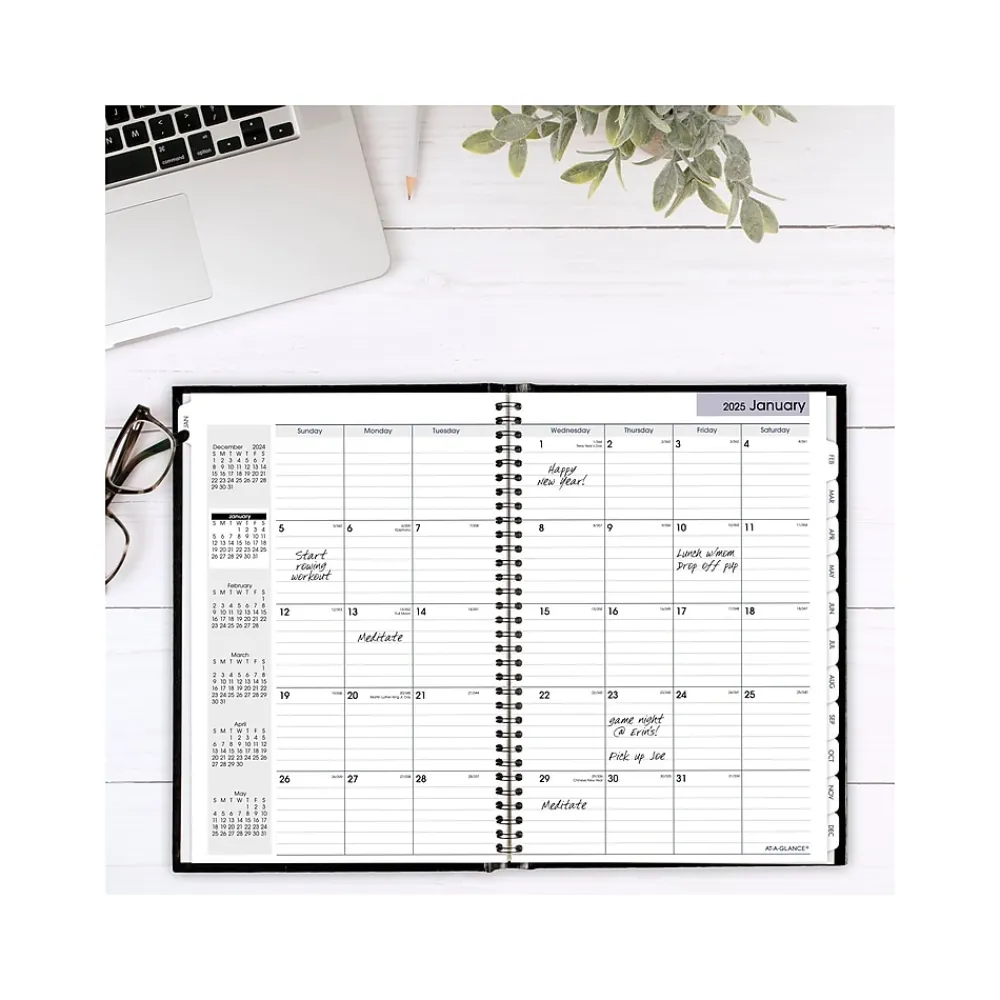 2025 Planners|AT-A-GLANCE 2025 DayMinder 8" x 11.75" Monthly Planner, Faux Leather Cover, Black (G470H-00-25)