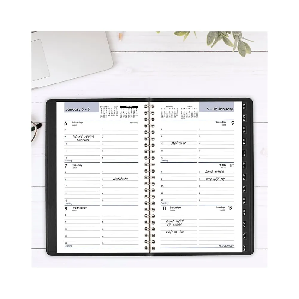2025 Planners|AT-A-GLANCE 2025 DayMinder 5" x 8" Weekly Appointment Book, Faux Leather Cover, Black (G210-00-25)