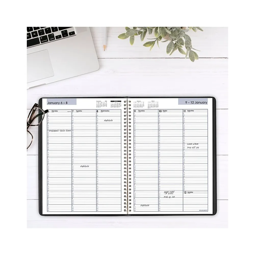 2025 Planners|AT-A-GLANCE 2025 DayMinder 8" x 11" Weekly Appointment Book, Faux Leather Cover, Black (G520-00-25)