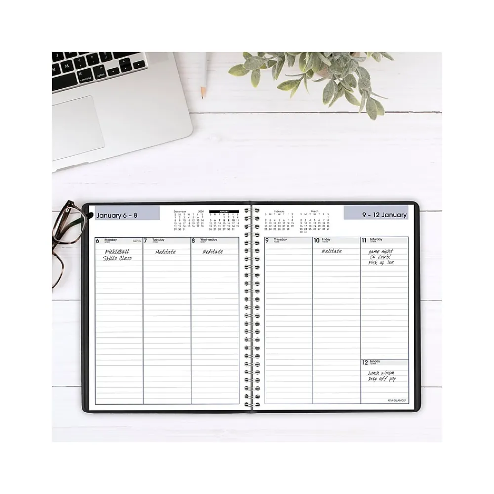 2025 Planners|AT-A-GLANCE 2025 DayMinder 7" x 8.75" Weekly Planner, Faux Leather Cover, Black (G590-00-25)