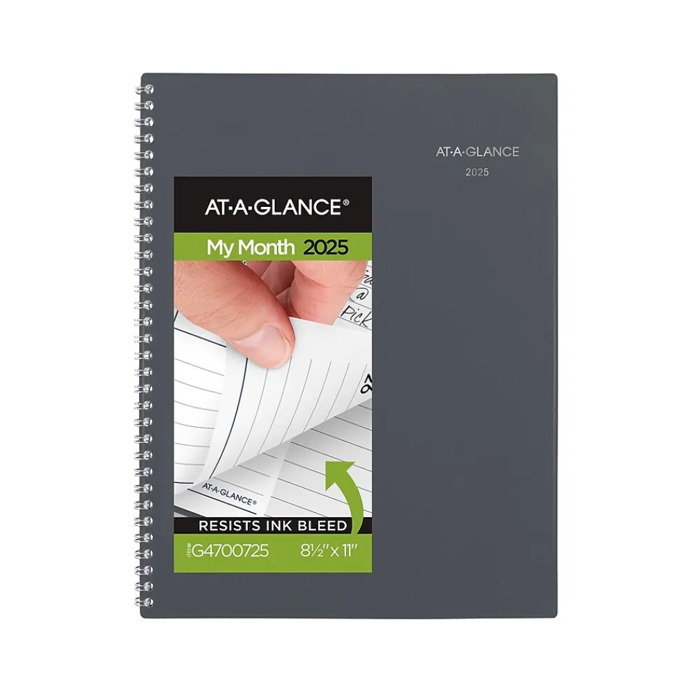 2025 Planners|AT-A-GLANCE 2025 DayMinder 8.5" x 11" Monthly Planner, Poly Cover, Gray (GC470-07-25)
