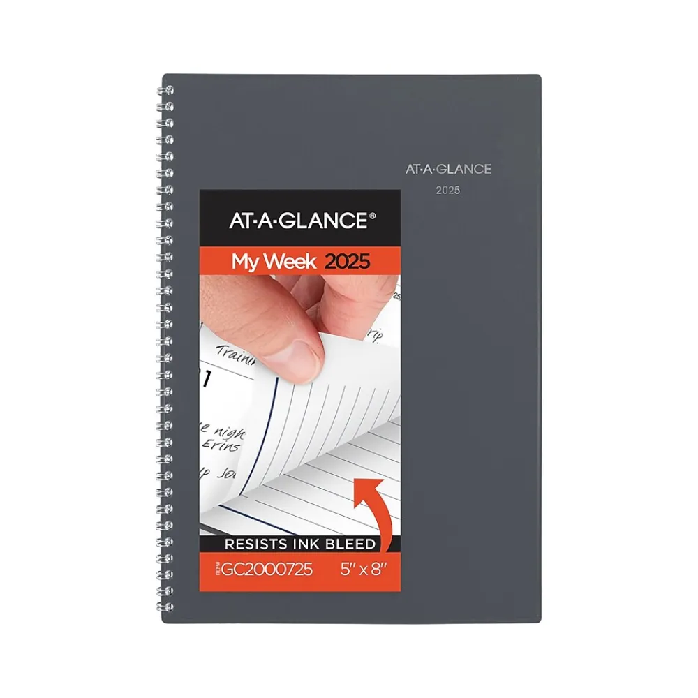 2025 Planners|AT-A-GLANCE 2025 DayMinder 5" x 8" Weekly & Monthly Planner, Plastic Cover, Gray (GC200-07-25)