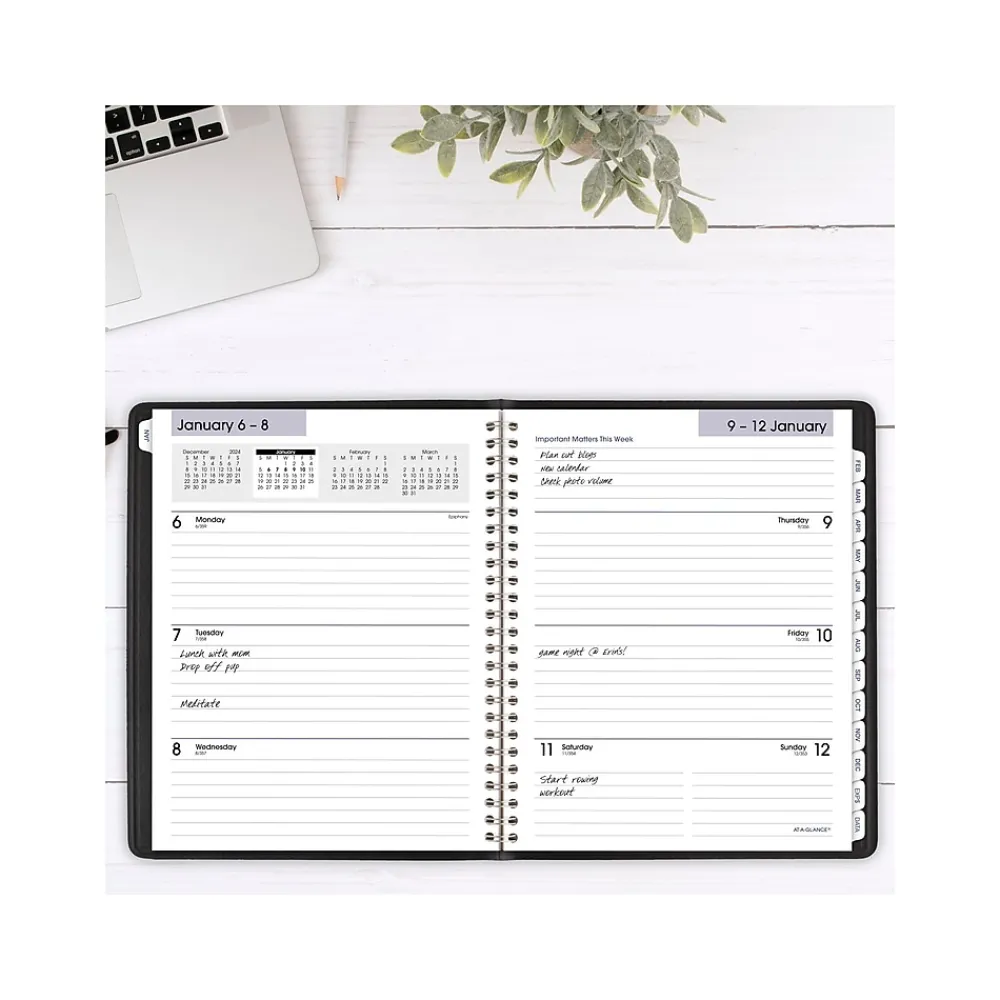 2025 Planners|AT-A-GLANCE 2025 DayMinder Executive 7" x 8.75" Weekly & Monthly Planner, Faux Leather Cover, Black (G545-00-25)