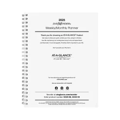 Calendars & Planners Refills|AT-A-GLANCE 2025 DayMinder Executive 8.75" x 7" Weekly & Monthly Planner Refill Pages, White (G545-50-25)