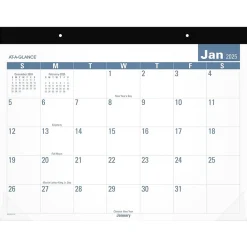 2025 Calendars|AT-A-GLANCE 2025 Easy-to-Read 21.75" x 17" Monthly Desk Pad Calendar, White/Blue (SKLP24-32-25)
