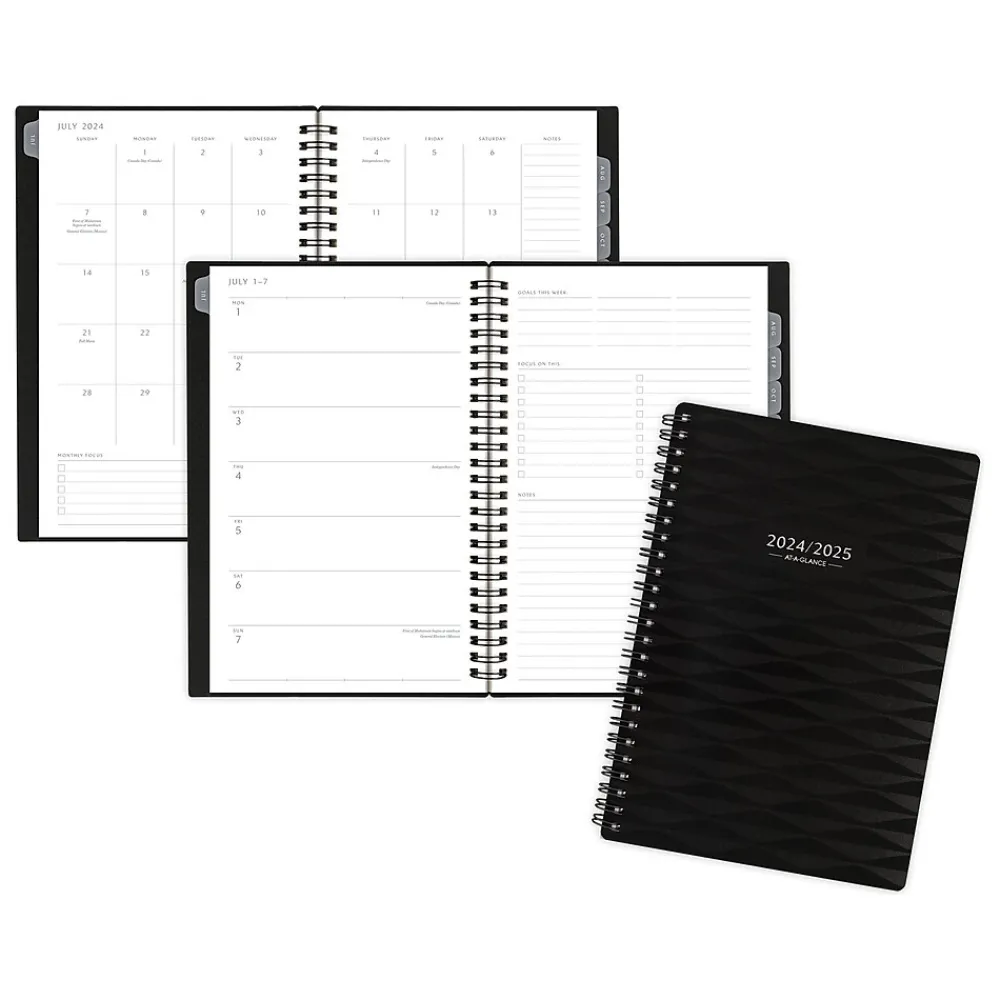 Academic Planners|AT-A-GLANCE 2024-2025 Elevation 5.5" x 8.5" Academic Weekly & Monthly Planner, Poly Cover, Black (75-101P-05-25)