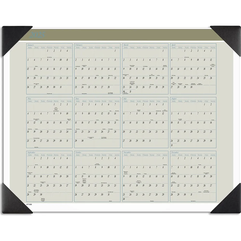 2025 Calendars|AT-A-GLANCE 2025 Executive 21.75" x 17" Monthly Desk Pad Calendar, Green/White (HT1500-25)