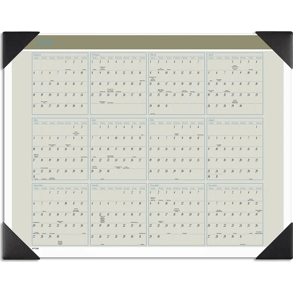 2025 Calendars|AT-A-GLANCE 2025 Executive 21.75" x 17" Monthly Desk Pad Calendar, Green/White (HT1500-25)