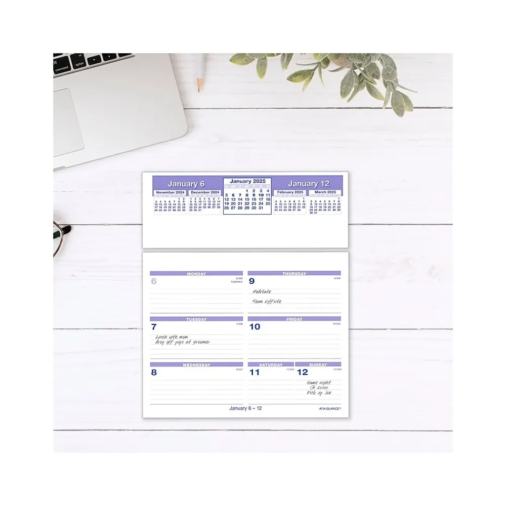 Calendars & Planners Refills|AT-A-GLANCE 2025 Flip-A-Week 7" x 5.5" Weekly Desk Calendar Refill, White/Blue (SW705X-50-25)