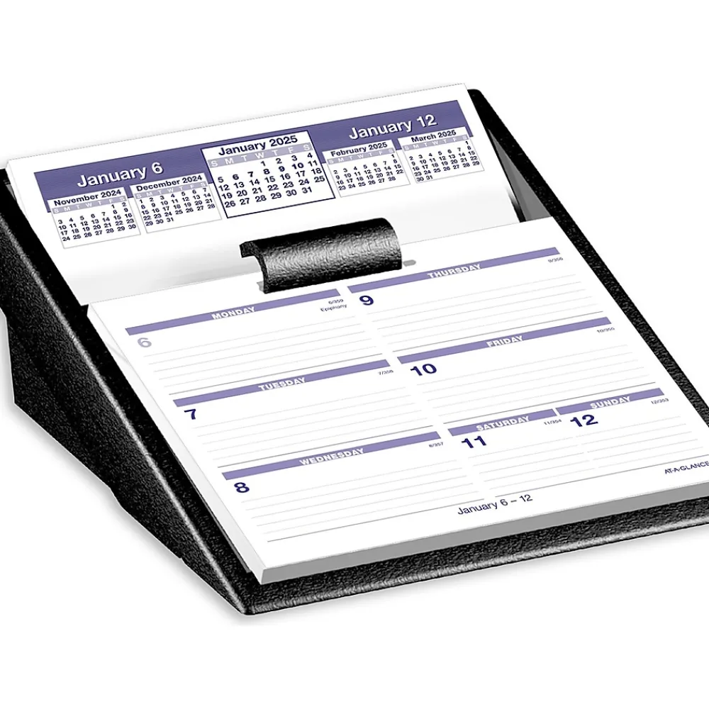 2025 Calendars|AT-A-GLANCE 2025 Flip-A-Week 5.5" x 7" Weekly Desk Calendar, White/Purple (SW700X-00-25)