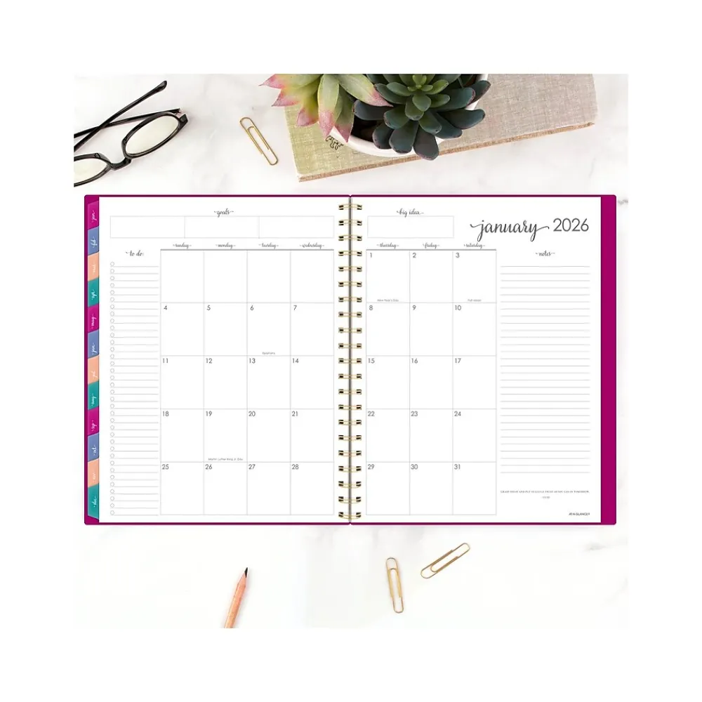 2025 Planners|AT-A-GLANCE 2025 Harmony 8.5" x 11" Weekly & Monthly Planner, Poly Cover, Beetroot (1099-905-56-25)