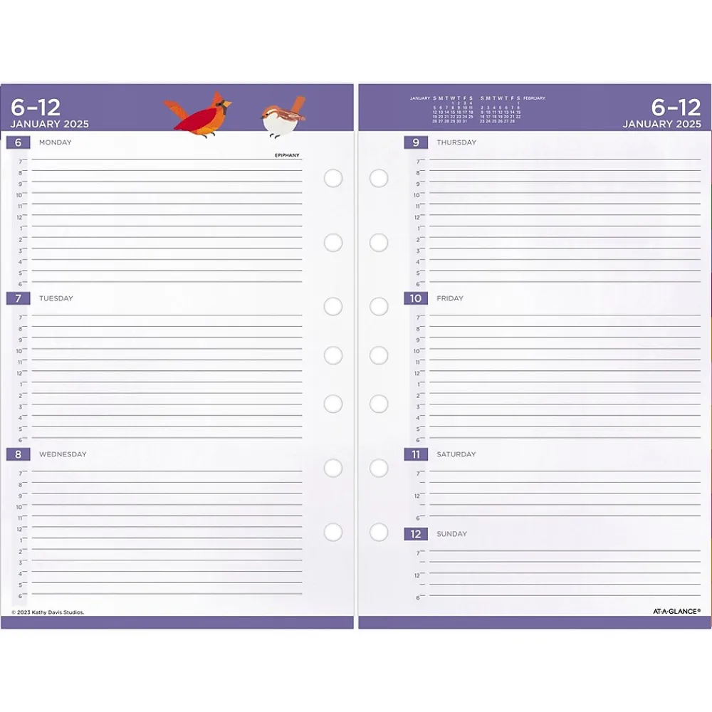 Calendars & Planners Refills|AT-A-GLANCE 2025 Kathy Davis 8.5" x 5.5" Weekly & Monthly Planner Refill, Multicolor (KD81-285Y-25)