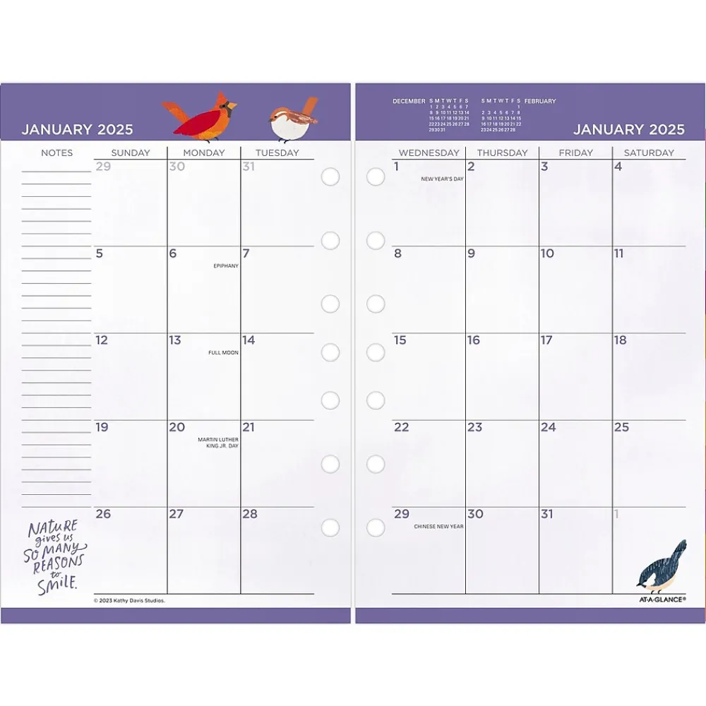 Calendars & Planners Refills|AT-A-GLANCE 2025 Kathy Davis 8.5" x 5.5" Weekly & Monthly Planner Refill, Multicolor (KD81-285Y-25)