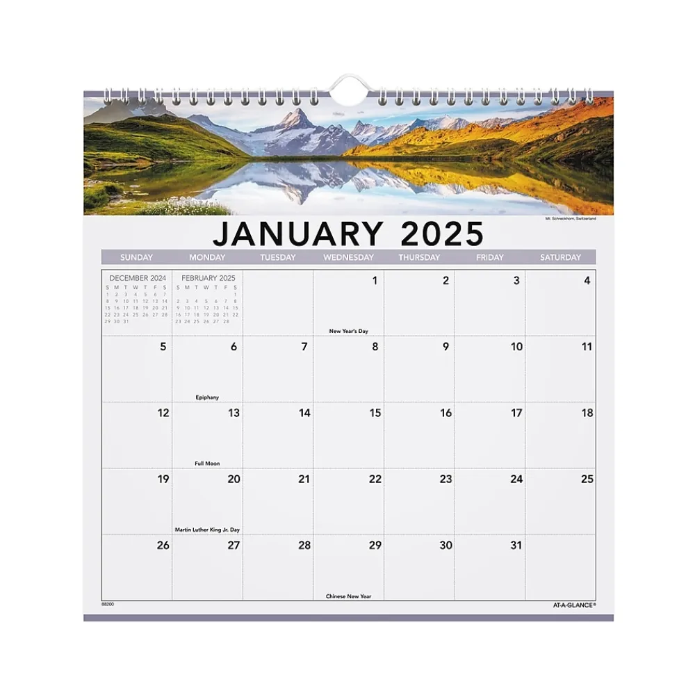 2025 Calendars|AT-A-GLANCE 2025 Landscape 12" x 12" Monthly Wall Calendar, (88200-25)