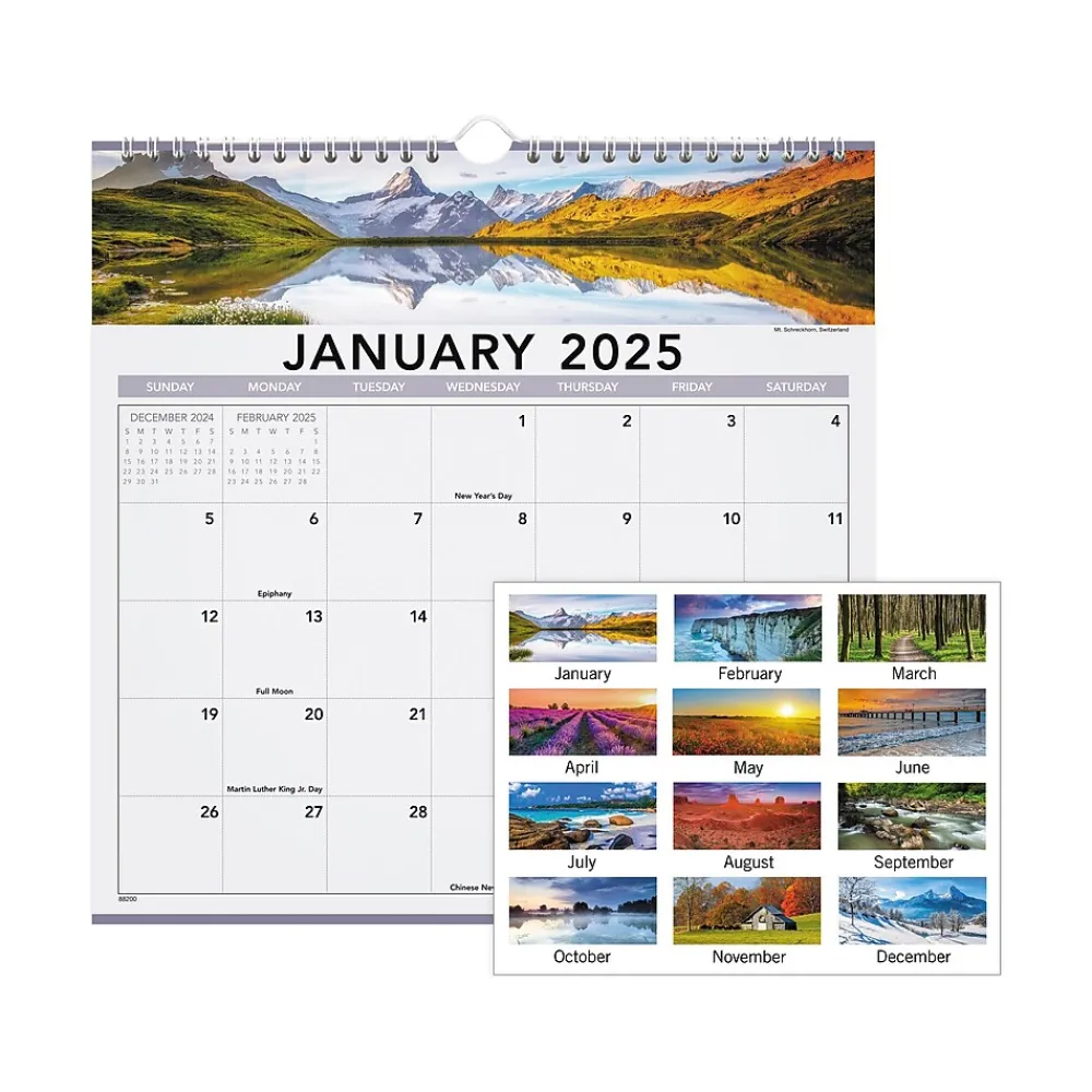 2025 Calendars|AT-A-GLANCE 2025 Landscape 12" x 12" Monthly Wall Calendar, (88200-25)