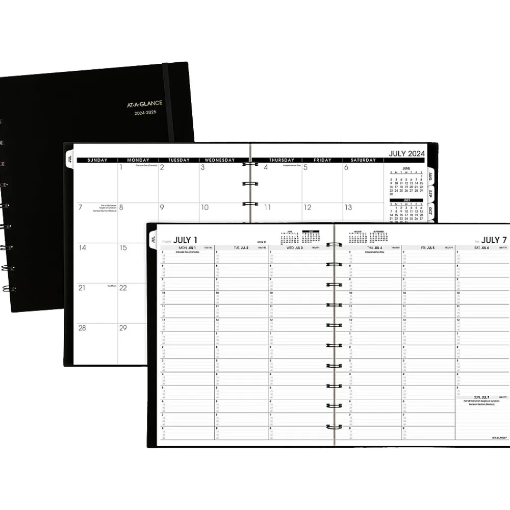 Academic Planners|AT-A-GLANCE 2024-2025 Move-A-Page 9" x 11" Academic Weekly & Monthly Planner, Poly Cover, Black (70-957E-05-25)
