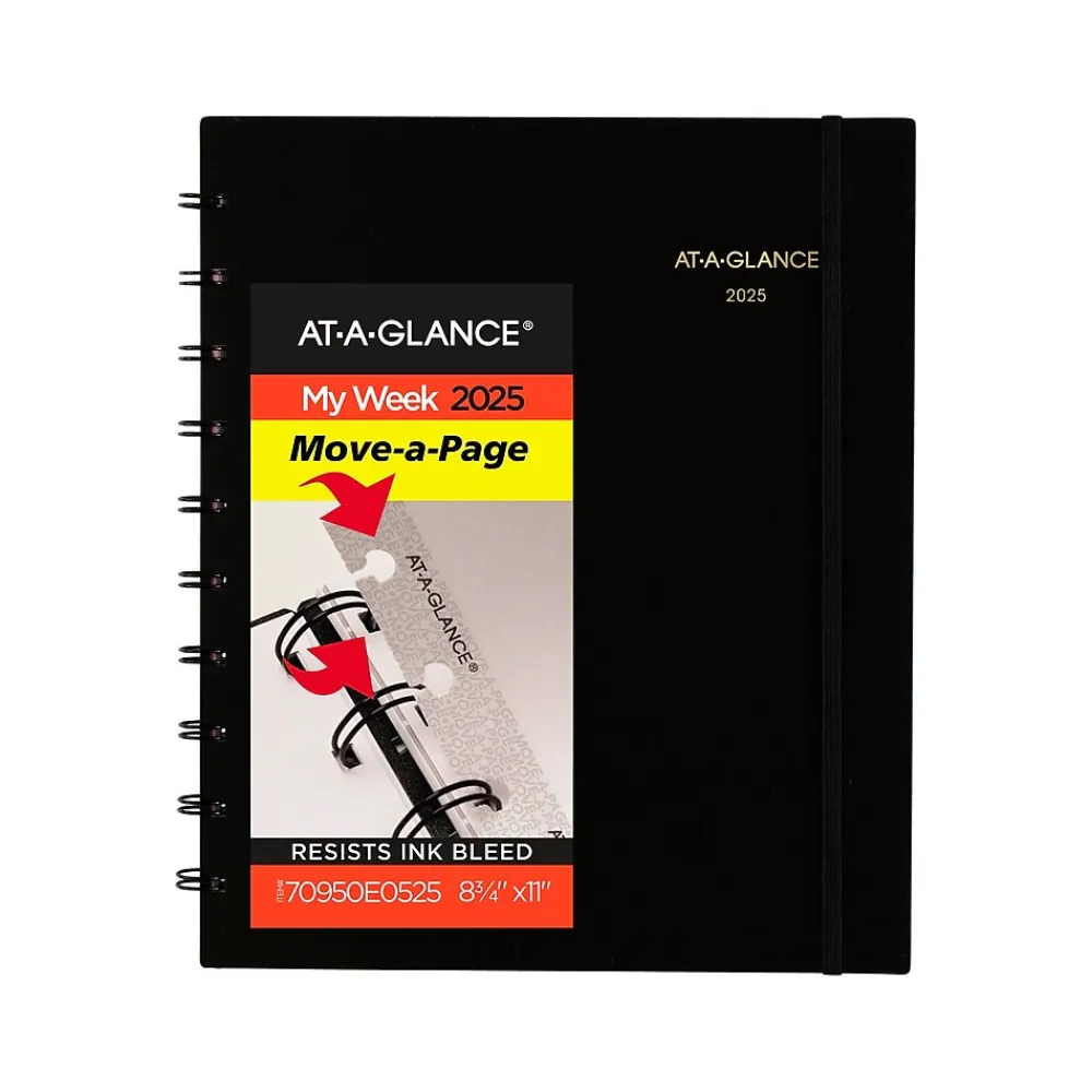 2025 Planners|AT-A-GLANCE 2025 Move-a-Page 8.75" x 11" Weekly & Monthly Appointment Book, Poly Cover, Black (70-950E-05-25)