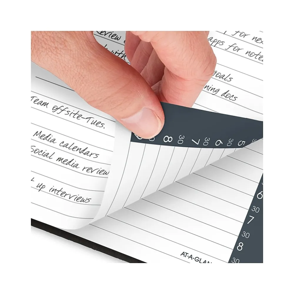 2025 Planners|AT-A-GLANCE 2025 My Day 5" x 8" Daily Appointment Book, Faux Leather Cover Black (70-207-05-25)