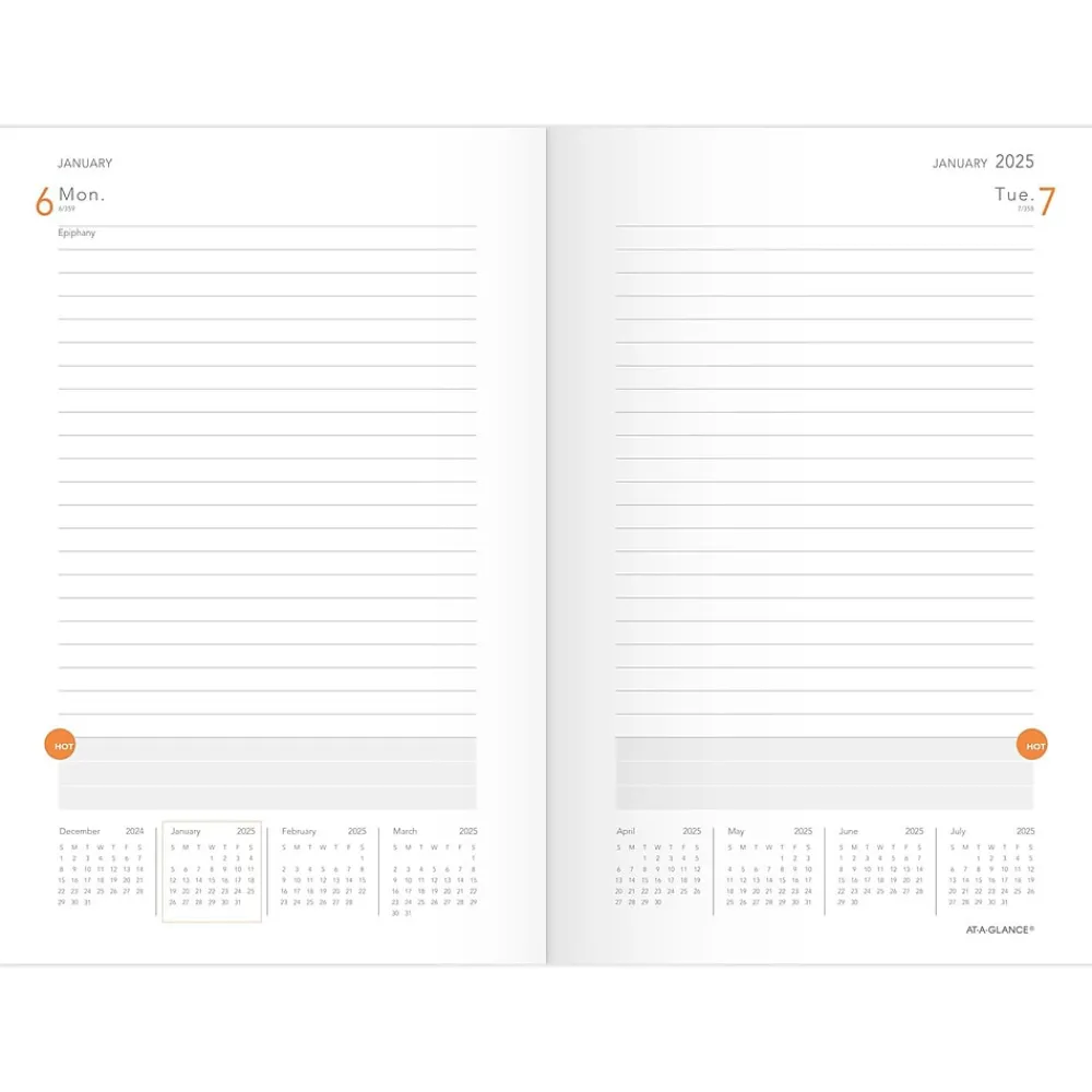 2025 Planners|AT-A-GLANCE 2025 Plan. Write. Remember. 5" x 8.25" Daily Planner, Paperboard Cover, Brown/Orange (70-6201-30-25)