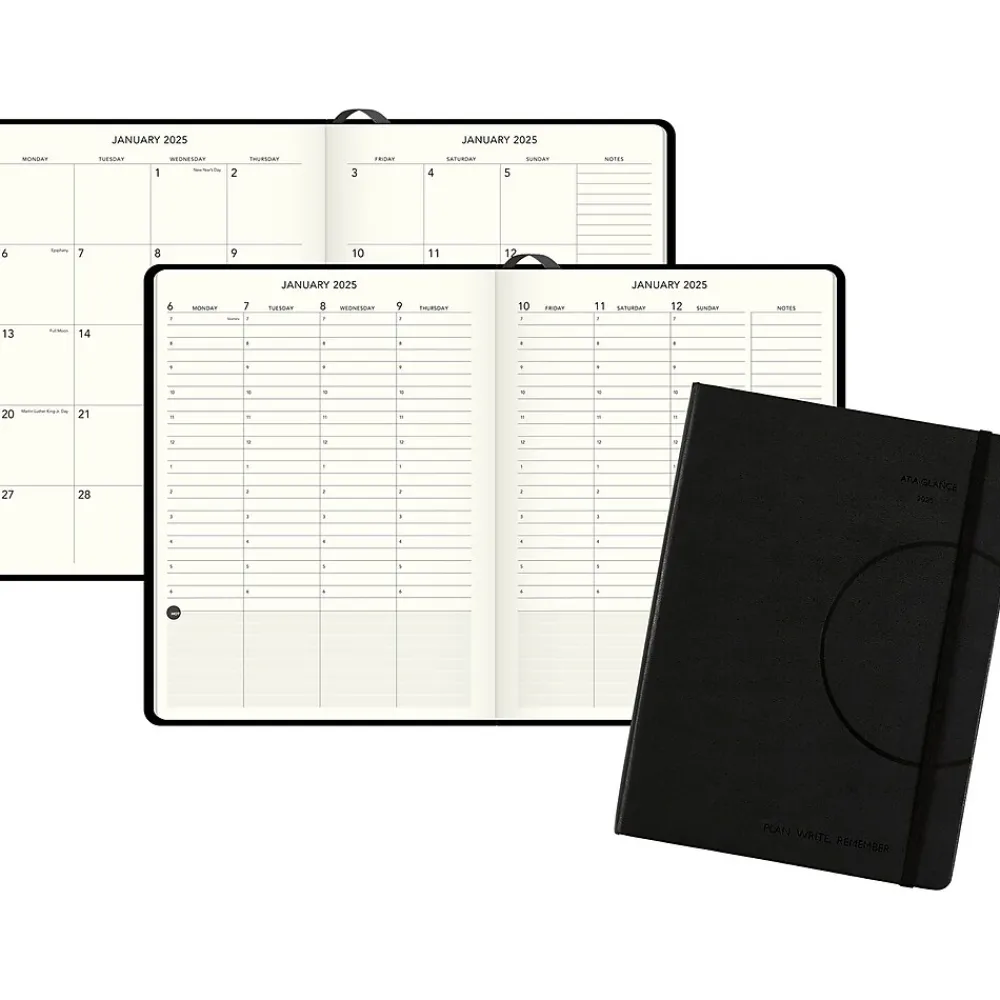 2025 Planners|AT-A-GLANCE 2025 Plan. Write. Remember. 7.5" x 10" Weekly & Monthly Appointment Book, Hardsided Cover, Black (70-6950-05-25)