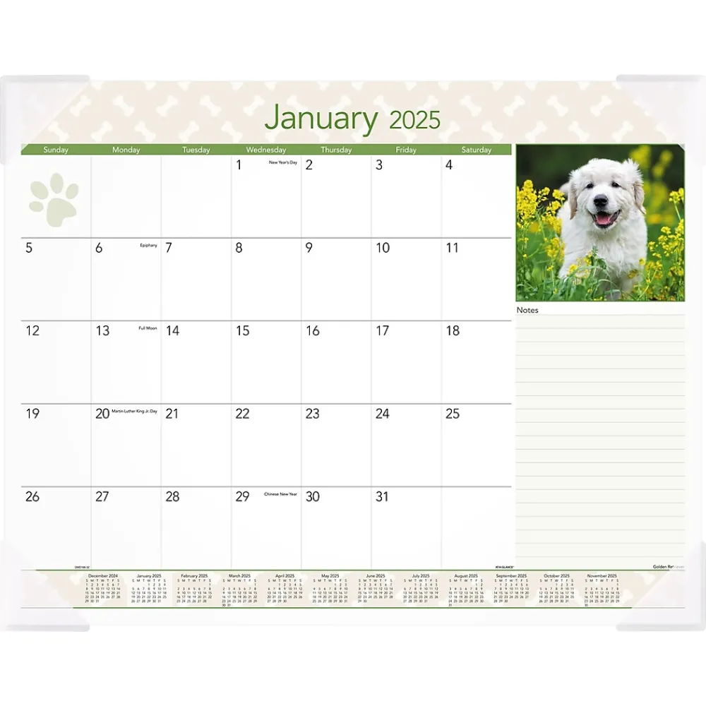 2025 Calendars|AT-A-GLANCE 2025 Puppies 21.75" x 17" Monthly Desk Pad Calendar (DMD166-32-25)