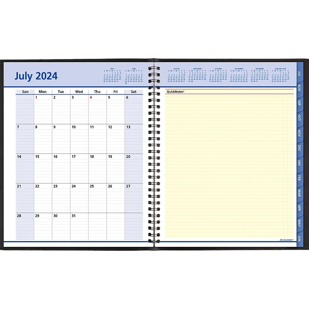 Academic Planners|AT-A-GLANCE 2024-2025 QuickNotes 8" x 10" Academic Weekly & Monthly Planner, Faux Leather Cover, Black (76-11-05-25)