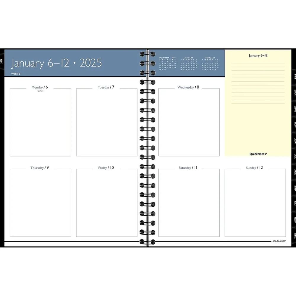 2025 Planners|AT-A-GLANCE 2025 QuickNotes 8" x 11" Weekly & Monthly Planner, Faux Leather Cover, Black (760352-05-25)