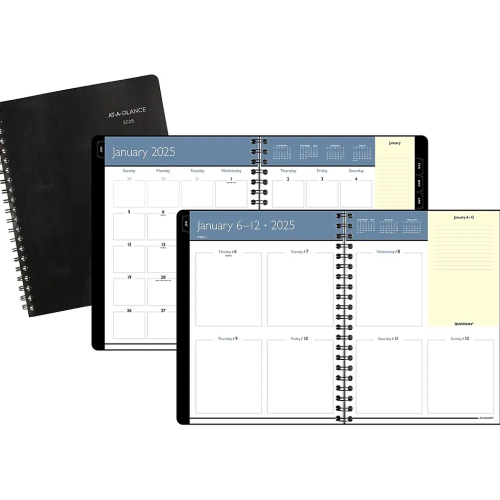 2025 Planners|AT-A-GLANCE 2025 QuickNotes 8" x 11" Weekly & Monthly Planner, Faux Leather Cover, Black (760352-05-25)