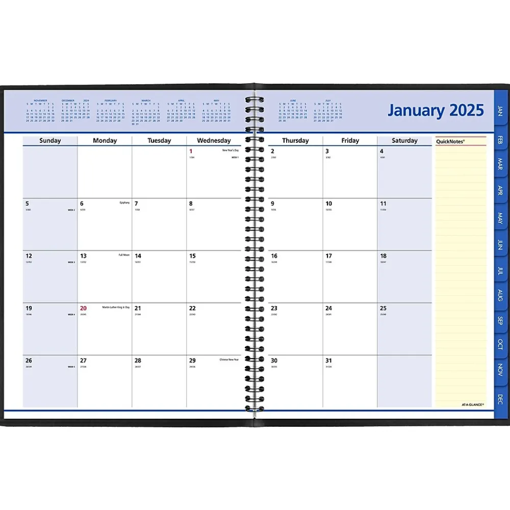 2025 Planners|AT-A-GLANCE 2025 QuickNotes 8.25" x 11" Monthly Planner, Faux Leather Cover, Black (76-06-05-25)