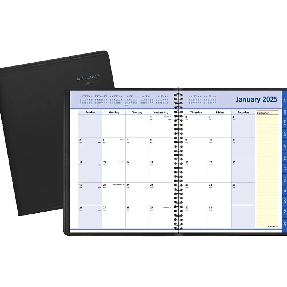 2025 Planners|AT-A-GLANCE 2025 QuickNotes 8.25" x 11" Monthly Planner, Faux Leather Cover, Black (76-06-05-25)