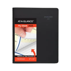 2025 Planners|AT-A-GLANCE 2025 QuickNotes 8" x 10" Weekly & Monthly Appointment Book, Faux Leather Cover, Black (76-01-05-25)
