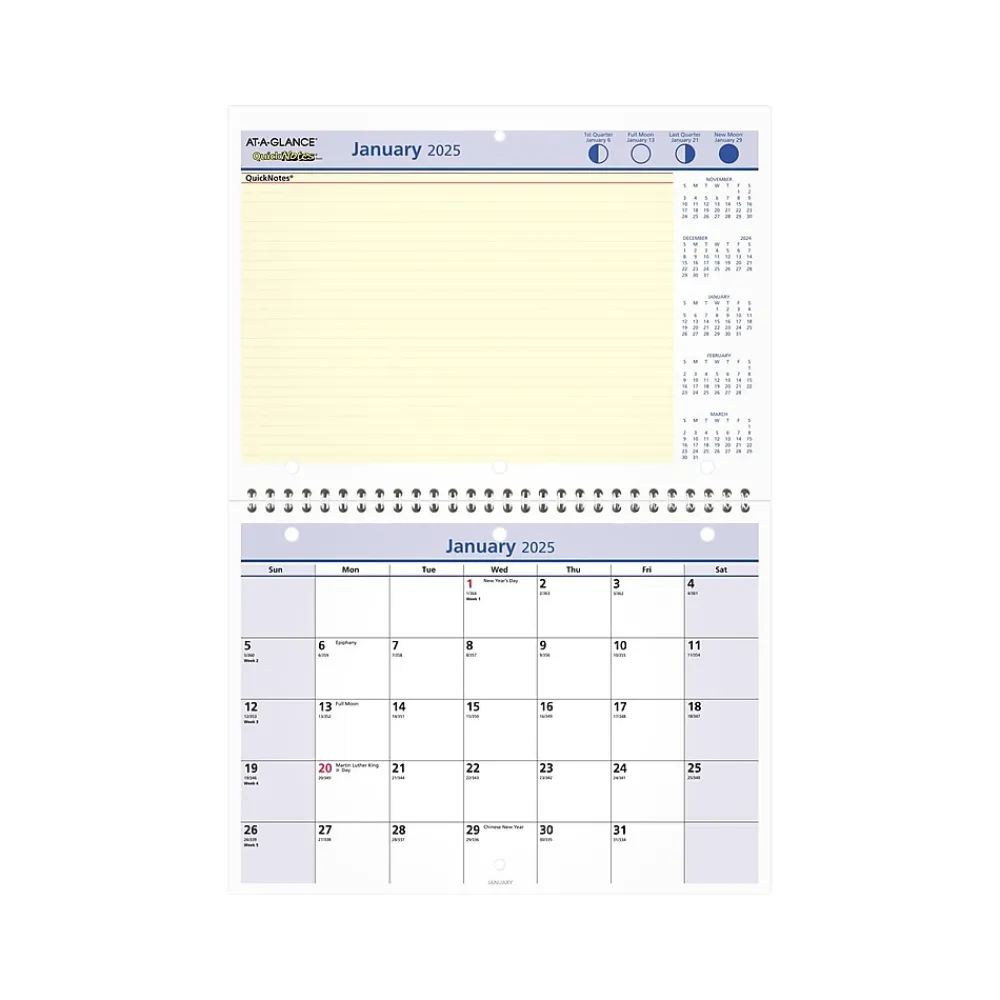 2025 Calendars|AT-A-GLANCE 2025 QuickNotes 11" x 8" Monthly Desk or Wall Calendar, (PM50-28-25)