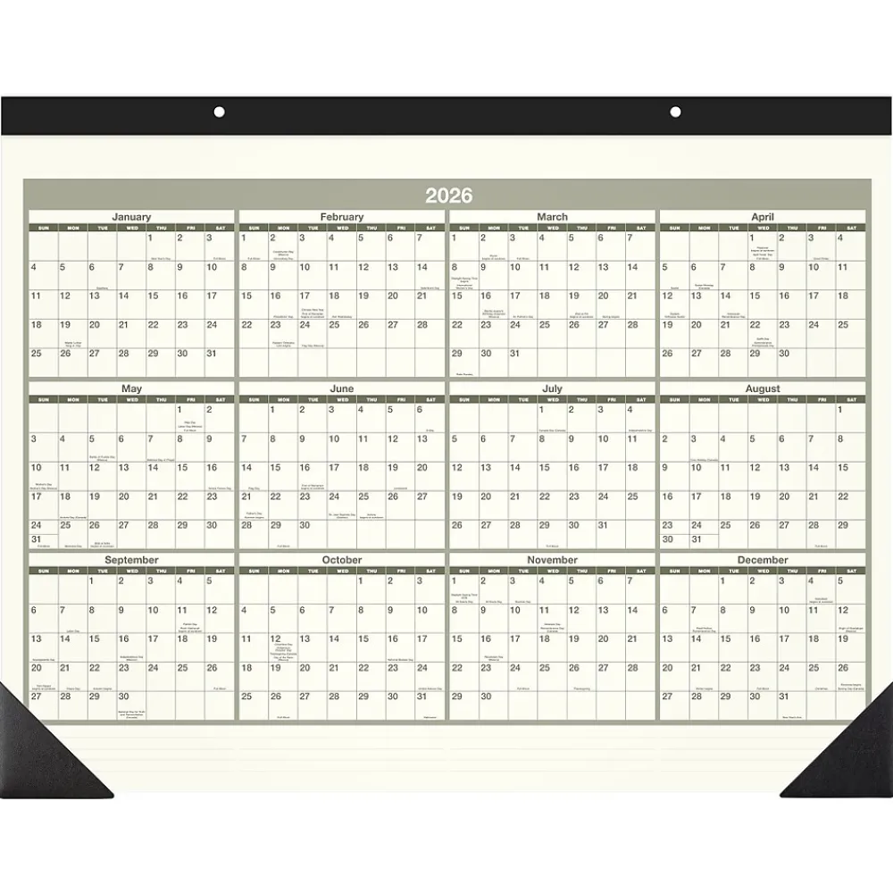 2025 Calendars|AT-A-GLANCE 2025 Recycled 21.75" x 17" Monthly Desk Calendar, Green/Black (SK32G-00-25)