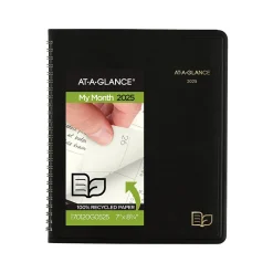 2025 Planners|AT-A-GLANCE 2025 Recycled 7" x 8.75" Monthly Planner, Faux Leather Cover, Black (70-120G-05-25)
