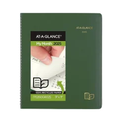 2025 Planners|AT-A-GLANCE 2025 Recycled 9" x 11" Monthly Planner, Faux Leather Cover, Green (70-260G-60-25)