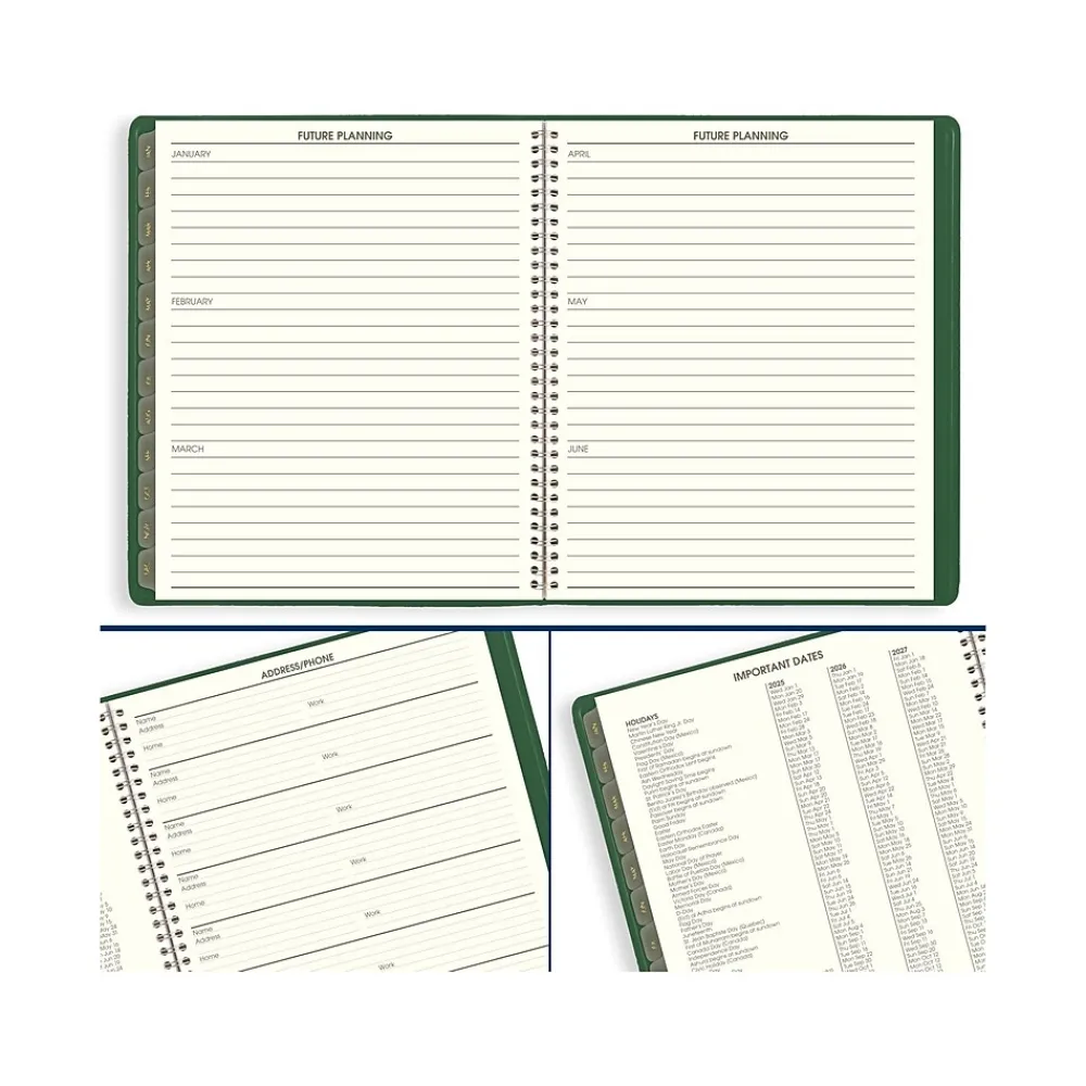 2025 Planners|AT-A-GLANCE 2025 Recycled 9" x 11" Monthly Planner, Faux Leather Cover, Green (70-260G-60-25)