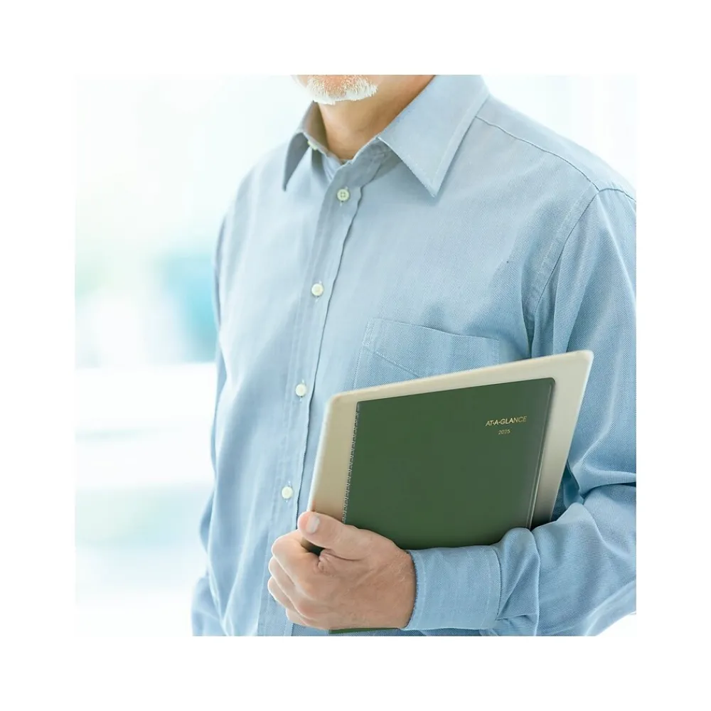 2025 Planners|AT-A-GLANCE 2025 Recycled 9" x 11" Monthly Planner, Faux Leather Cover, Green (70-260G-60-25)