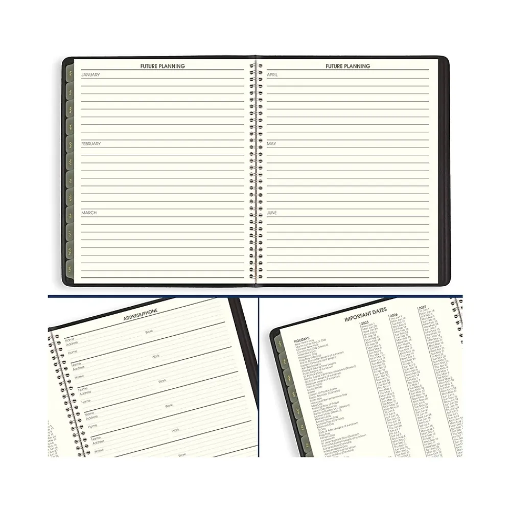 2025 Planners|AT-A-GLANCE 2025 Recycled 9" x 11" Monthly Planner, Faux Leather Cover, Black (70-260G-05-25)