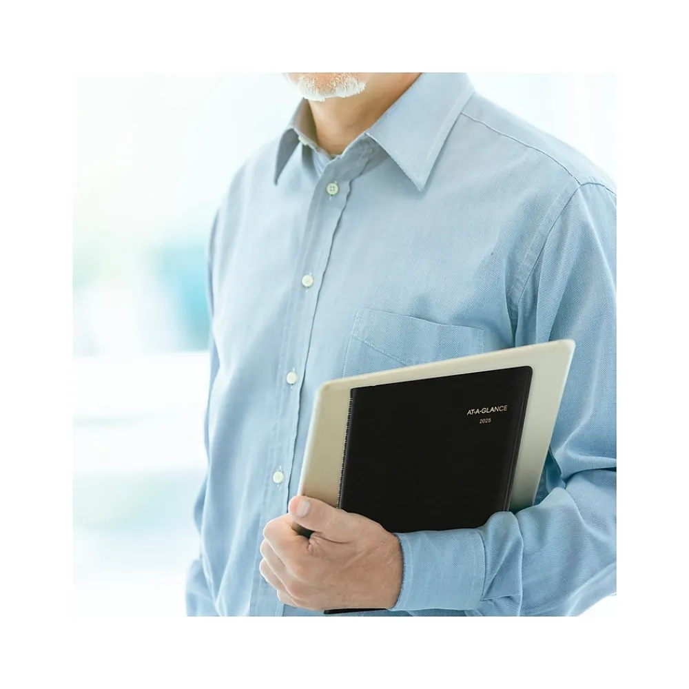 2025 Planners|AT-A-GLANCE 2025 Recycled 9" x 11" Monthly Planner, Faux Leather Cover, Black (70-260G-05-25)