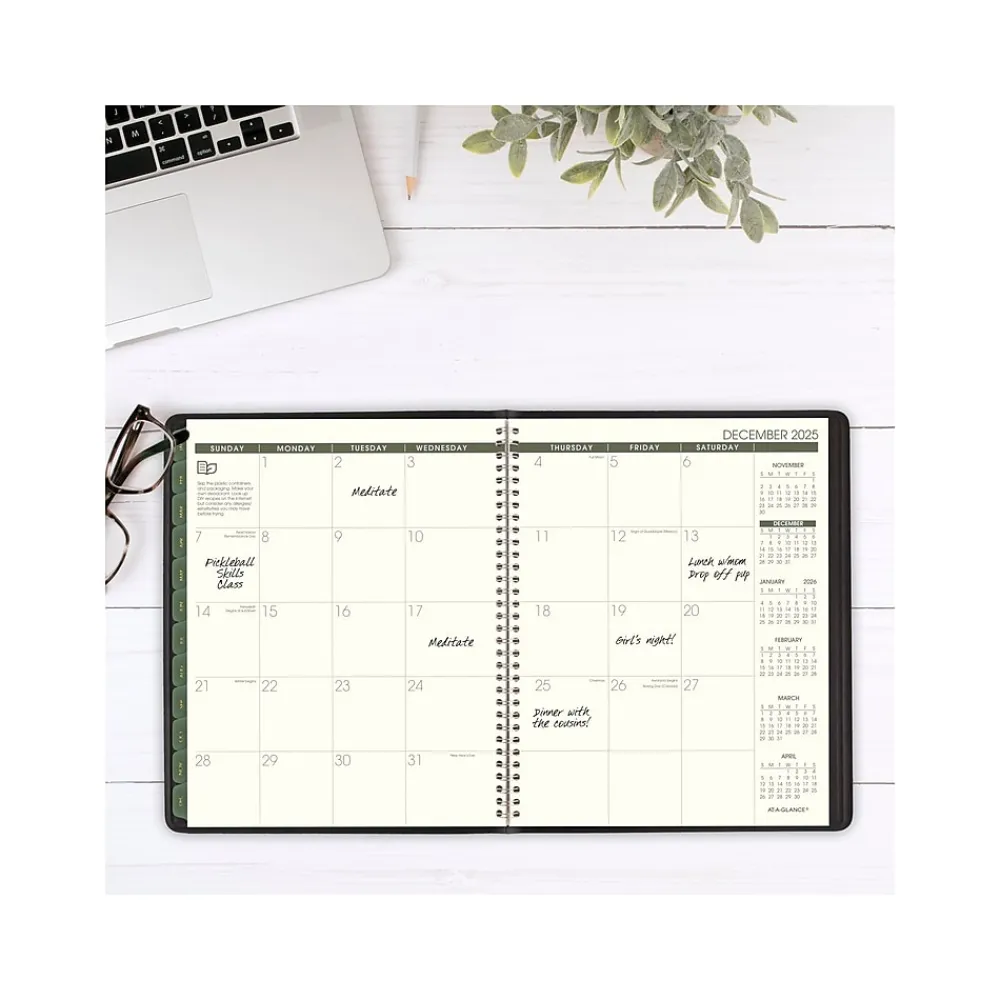 2025 Planners|AT-A-GLANCE 2025 Recycled 7" x 8.75" Weekly & Monthly Appointment Book, Faux Leather Cover, Black (70-951G-05-25)
